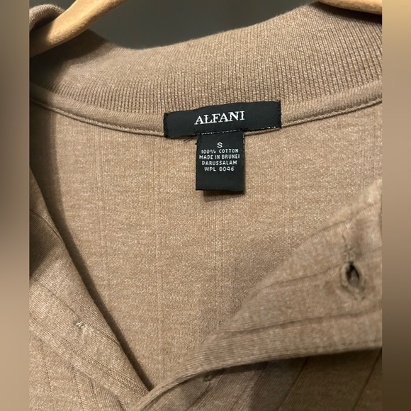 Alfani Zip Buttoned Collared Khaki Sweater - Picture 3 of 3